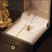 Кубический циркон микро проложить стерлингового серебра ожерелье, 925 пробы, с Белая ракушка, плакирован золотом, инкрустированное микро кубического циркония & Женский, длина:Приблизительно 19.68 дюймовый, продается PC