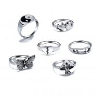 Cink Alloy Ring Set, Cink ötvözet, egynemű & különböző stílusokat a választás, nikkel, ólom és kadmium mentes, Által értékesített Set