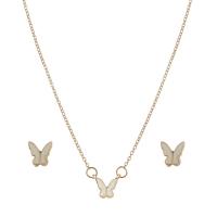Zinc Alloy Jewelry Sets Stud Earring & necklace with 2.76inch extender chain Butterfly for woman & enamel nickel lead & cadmium free Length Approx 17.91 Inch Sold By Set