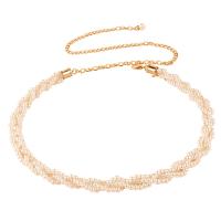 Zinc Alloy Waist Chain with Plastic Pearl for woman golden nickel lead & cadmium free 15mm Length Approx 115 cm Sold By PC
