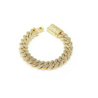 Cubic Zirconia Micro Pave Brass Bracelet, plated, Unisex & micro pave cubic zirconia, more colors for choice, nickel, lead & cadmium free, Length:Approx 7.87 Inch, Sold By PC