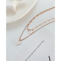 Stainless Steel Jewelry Necklace, 304 Stainless Steel, with 2.36inch extender chain, Heart, Vacuum Ion Plating, Double Layer & for woman, rose gold color, 12mm, Length:Approx 15.75 Inch, Sold By PC