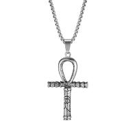 Stainless Steel Jewelry Necklace, 304 Stainless Steel, Cross, Vacuum Ion Plating, different length for choice & for man, more colors for choice, 52mm, Sold By PC