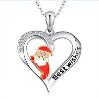 Zinc Alloy Jewelry Necklace Heart Christmas jewelry & enamel & with rhinestone mixed colors Sold By PC