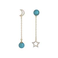 Asymmetric Earrings Zinc Alloy with turquoise plated for woman & with rhinestone 50mm Sold By Pair