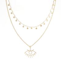 Messing Halskette, Doppelschicht & für Frau, goldfarben, 39-49cm, verkauft von PC