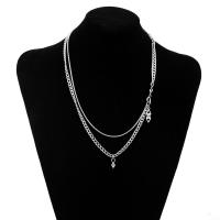 Titanium Steel Necklace Double Layer & Unisex silver color Length Approx 45 cm Sold By PC