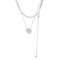 Titanstahl Halskette, Doppelschicht & unisex, Silberfarbe, Länge:ca. 45 cm, verkauft von PC