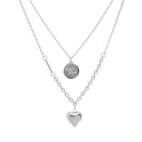 Титановые стали ожерелье, титан, Двойной слой & Мужская, серебряный, продается PC