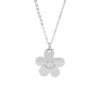 Titanium Steel Necklace Flower Unisex silver color Length 50 cm Sold By PC