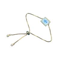 Bracelet cubique en laiton zircon pavent, avec turquoise & coquille blanche, Placage, pavé de micro zircon & pour femme, couleurs mélangées, 14x20mm, Longueur:24 cm, Vendu par PC