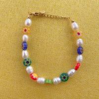Lampwork Bracelets with Freshwater Pearl for woman mixed colors Length Approx 19 cm Sold By PC