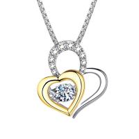 Zinc Alloy smykker halskæde, Heart, forgyldt, for kvinde & med rhinestone, blandede farver, Længde Ca. 45 cm, Solgt af PC