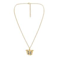 Zinc Alloy smykker halskæde, Butterfly, forgyldt, for kvinde & med rhinestone, flere farver til valg, 26x24mm, Længde 50 cm, Solgt af PC