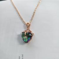 Zinc Alloy smykker halskæde, forgyldt, efterligning turmalin & for kvinde & med rhinestone, flere farver til valg, 9.60mm, Længde 48 cm, Solgt af PC