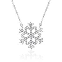 Cubic Zircon Micro Pave Brass Necklace Snowflake micro pave cubic zirconia & for woman Length 51 cm Sold By PC