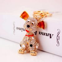 Tibetan Style Key Clasp, with Czech Rhinestone, Dog, high quality plated, fashion jewelry & enamel, multi-colored, 120x34mm, Sold By PC