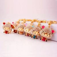 Tibetan Style Key Clasp, with Czech Rhinestone, Pig, high quality plated, fashion jewelry & enamel, more colors for choice, 112x41mm, Sold By PC