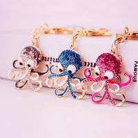 Zinc Alloy Key Clasp with Czech Rhinestone Octopus high quality plated fashion jewelry & enamel Sold By PC