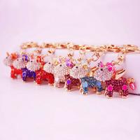 Tibetan Style Key Clasp, with Czech Rhinestone, Unicorn, high quality plated, fashion jewelry & enamel, more colors for choice, 116x61mm, Sold By PC