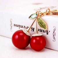 Zinc Alloy Key Clasp with Czech Rhinestone Cherry high quality plated fashion jewelry red Sold By PC