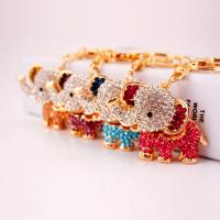 Tibetan Style Key Clasp, with Czech Rhinestone, Elephant, high quality plated, fashion jewelry & enamel, more colors for choice, 110x40mm, Sold By PC