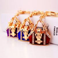 Tibetan Style Key Clasp, with Czech Rhinestone, Handbag, high quality plated, fashion jewelry & Unisex & enamel, more colors for choice, 110x43mm, Sold By PC