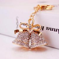Zinc Alloy Key Clasp with Czech Rhinestone Bell high quality plated fashion jewelry & Unisex white Sold By PC