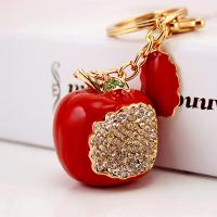 Zinc Alloy Key Clasp with Czech Rhinestone Apple high quality plated fashion jewelry & Unisex & enamel red Sold By PC