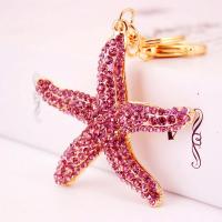 Tibetan Style Key Clasp, with Czech Rhinestone, Starfish, high quality plated, fashion jewelry & Unisex & enamel, more colors for choice, 134x65mm, Sold By PC