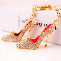 Tibetan Style Key Clasp, with Czech Rhinestone, Shoes, high quality plated, fashion jewelry & Unisex & enamel, more colors for choice, 127x64mm, Sold By PC
