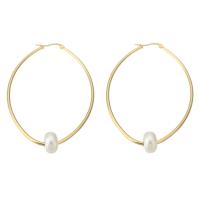 Stainless Steel Hoop Earring 316 Stainless Steel with ABS Plastic Pearl Vacuum Plating 6 pieces & fashion jewelry & for woman golden 80mm Approx 3mm Sold By Lot