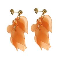 Stainless Steel Drop Earring, 316 Stainless Steel, with Plastic, Vacuum Plating, 6 pieces & fashion jewelry & for woman, orange, 50mm, 6Pairs/Lot, Sold By Lot