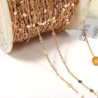 Brass Beading Chains, with plastic spool, 14K gold plated, DIY, 2*4mmu30011mmu30017mm, Sold By m