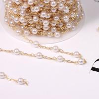 Brass Beading Chains with Plastic Pearl 14K gold plated DIY 5mmu300114mmu30012mm Sold By m