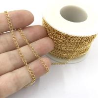 Brass Oval Chain, 18K gold plated, DIY, 2.50x3.50mm, Sold By m