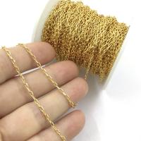 Cadena de collar de cobre amarillo, metal, Rectángular, 18K chapado en oro, Bricolaje & diverso tamaño para la opción, Vendido por m