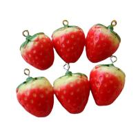 Resin Pendant, Strawberry, 3D effect & Unisex, more colors for choice, 19x23mm, Approx 100PCs/Bag, Sold By Bag