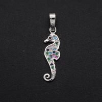 Cubic Zirconia Micro Pave Brass Pendant Seahorse plated & micro pave cubic zirconia nickel lead & cadmium free Sold By Bag