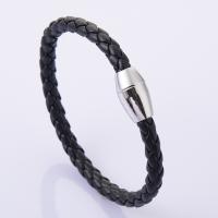 PU Leather Bracelet, with Tibetan Style, plated, with magnetic & for man, more colors for choice, Length:8.27 Inch, 5PCs/Lot, Sold By Lot