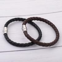 PU Leather Bracelet with Zinc Alloy silver color plated with magnetic & for man Length 8.27 Inch Sold By Lot