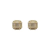 Tibetan Style Stud Earring, Square, gold color plated, Korean style & for woman & with rhinestone, nickel, lead & cadmium free, 18mm, Sold By Pair