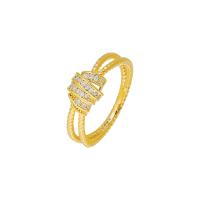 Vještački dijamant Ring Finger, Mesing, zlatna boja pozlaćen, prilagodljiv & za žene & s Rhinestone, nikal, olovo i kadmij besplatno, Veličina:6-8, Prodano By PC