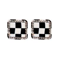 Tibetan Style Stud Earring, Square, for woman & with rhinestone, nickel, lead & cadmium free, 22mm, Sold By Pair