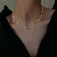925 Sterling Silver Necklaces, platinum color plated, for woman, Length:Approx 16.14 Inch, Sold By PC