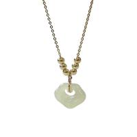 925 Sterling Silver Necklaces, with Hetian Jade, plated, for woman, more colors for choice, Sold By PC