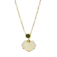 Серебряное ожерелье, 925 пробы, с Хотан Jade & Джаспер, плакирован золотом, Женский, длина:Приблизительно 15.74 дюймовый, продается PC