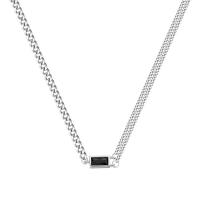 Кубический циркон микро проложить стерлингового серебра ожерелье, 925 пробы, Платиновое покрытие платиновым цвет, инкрустированное микро кубического циркония & Женский, длина:Приблизительно 15.55 дюймовый, продается PC