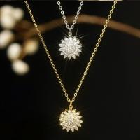 925 Sterling Silver Necklaces Flower plated for woman & with rhinestone Length Approx 15.74 Inch Sold By PC