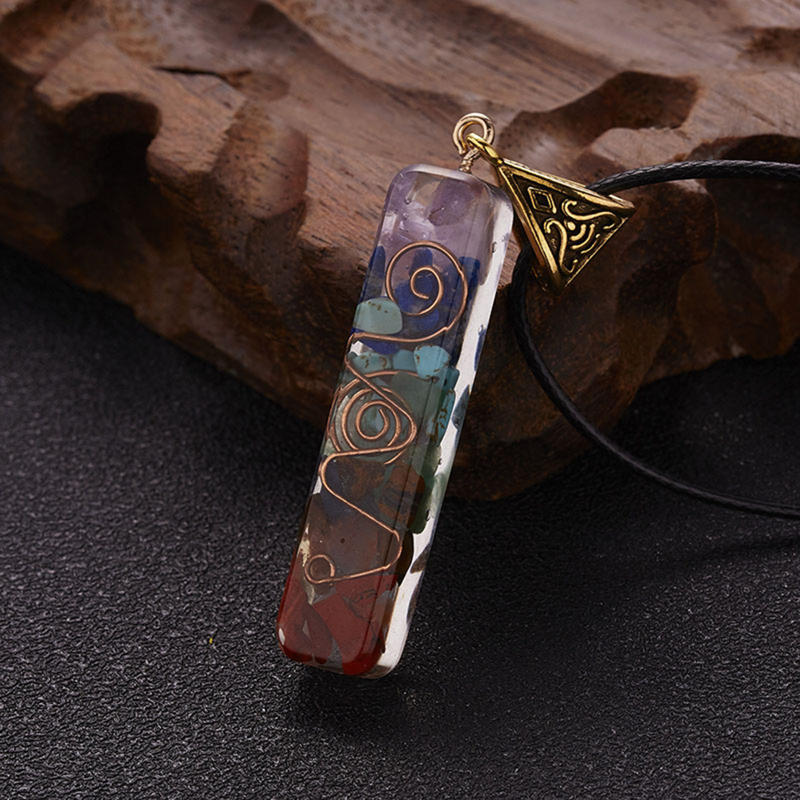 канифоль Свитер ожерелье, с Полудрагоценный камень, Прямоугольная форма, Другое покрытие, может быть использован как ожерелье или свитера, Много цветов для выбора, 60cm chain, длина:36 см, 1Strand/сумка, продается сумка